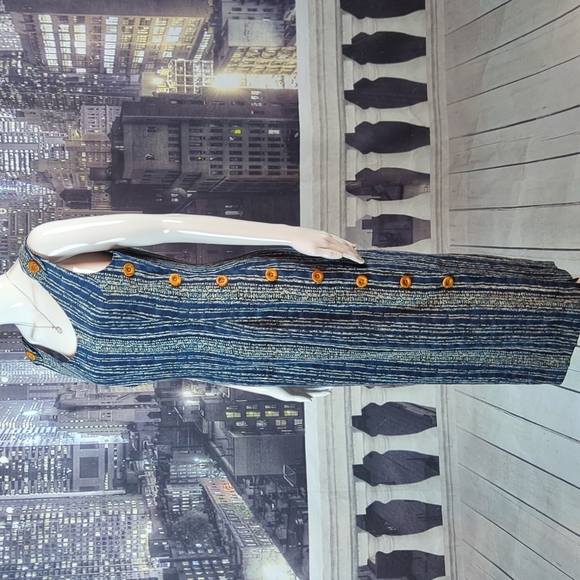 Nancy Crystal sz 6 Rare Vintage Striped Sleeveless 100% Silk Dress - Picture 3 of 7